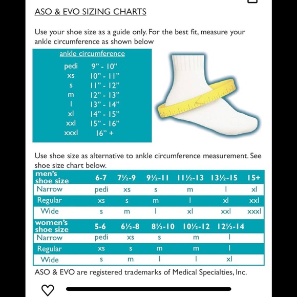 ASO Ankle Stabilizer, Black, Size Medium. No box but in plastic wrap. - Picture 7 of 8